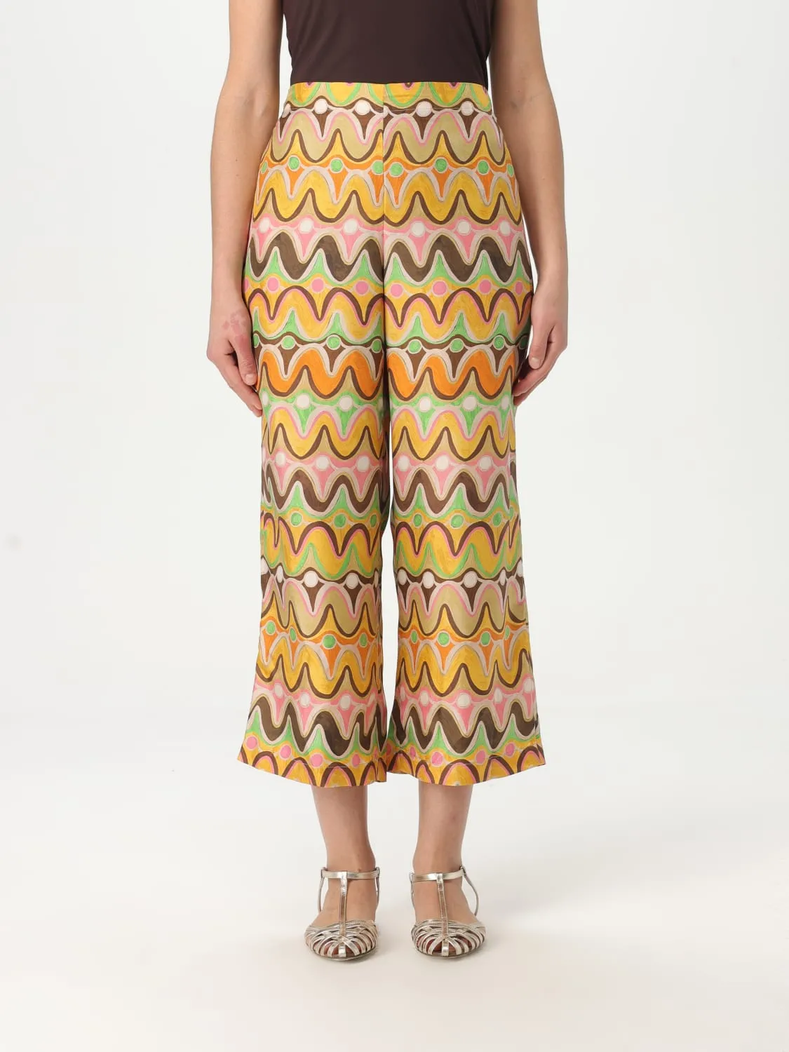 Pantalone Maliparmi in seta con stampa grafica