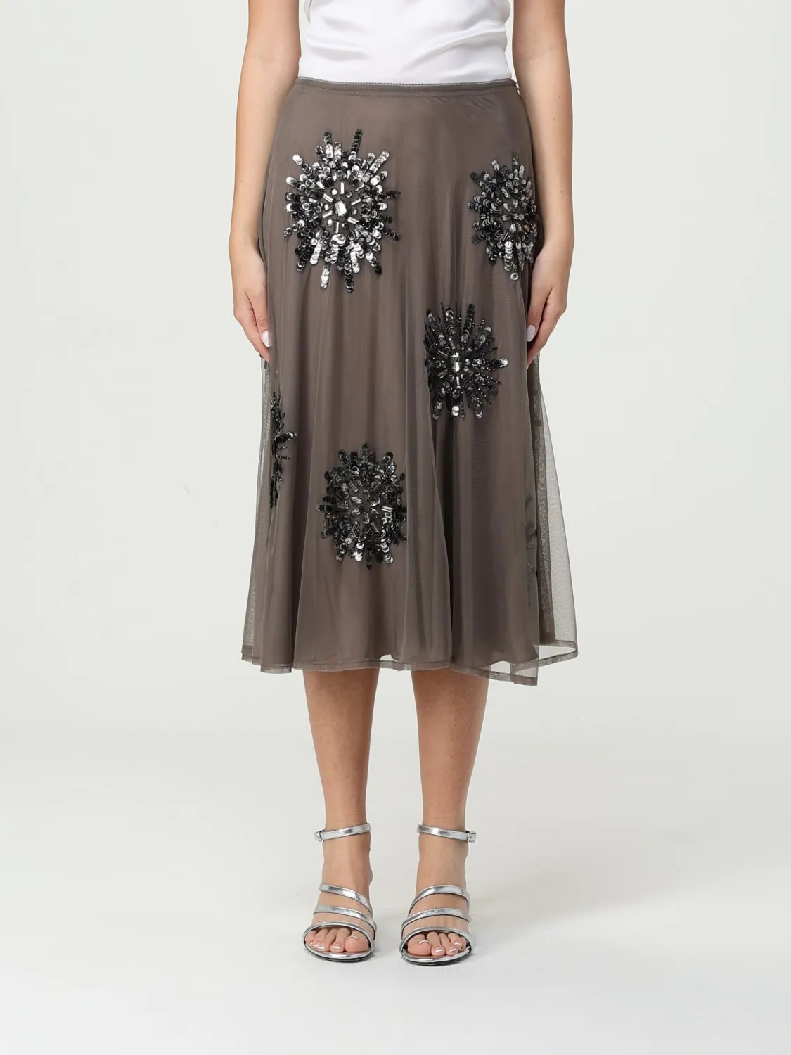 Gonna Maliparmi in jersey con ricami di paillettes