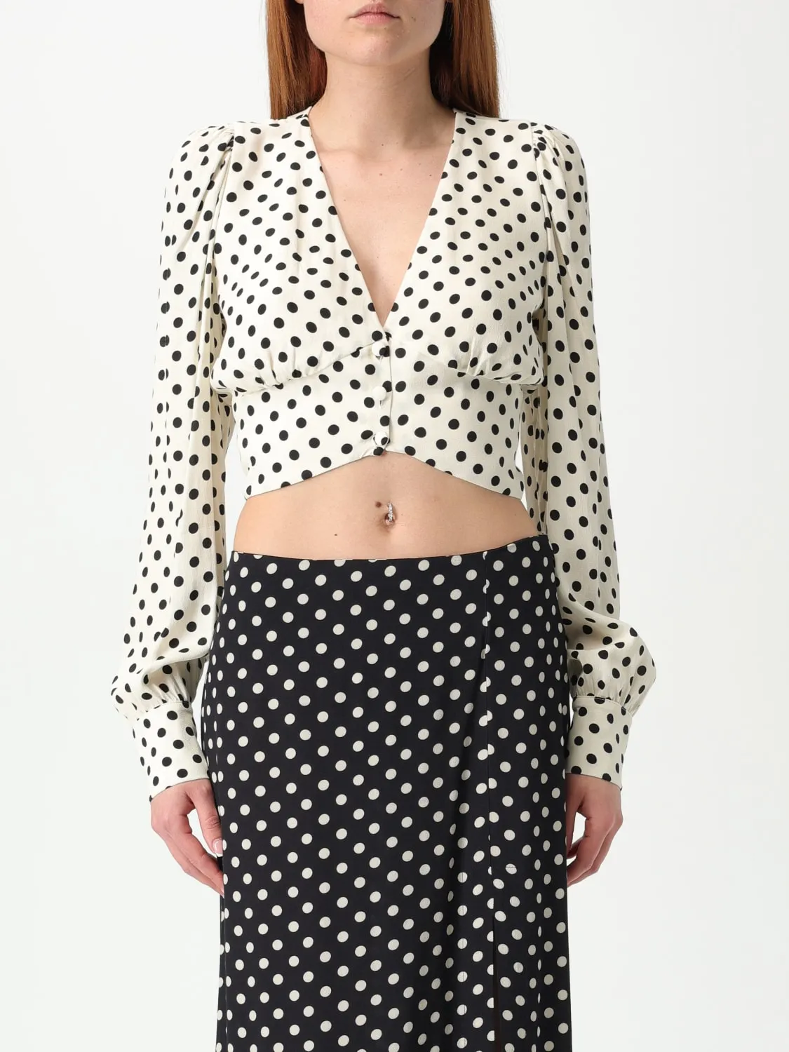 Top cropped Mar De Margaritas in crêpe a pois