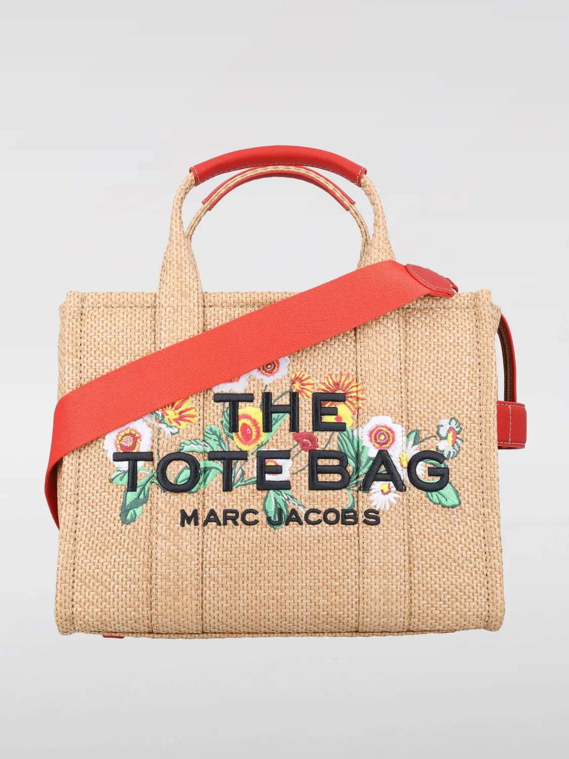 Borsa The Daisy Tote Bag Marc Jacobs in rafia con ricamo floreale