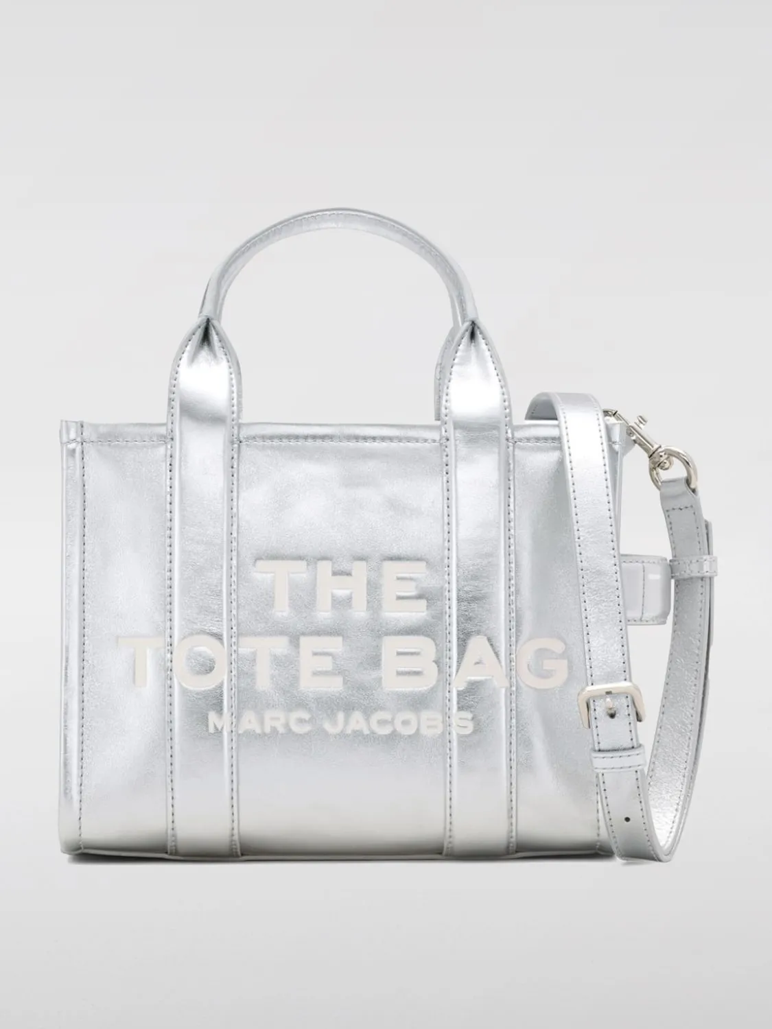 Borsa The Metallic Small Tote Bag Marc Jacobs in pelle laminata