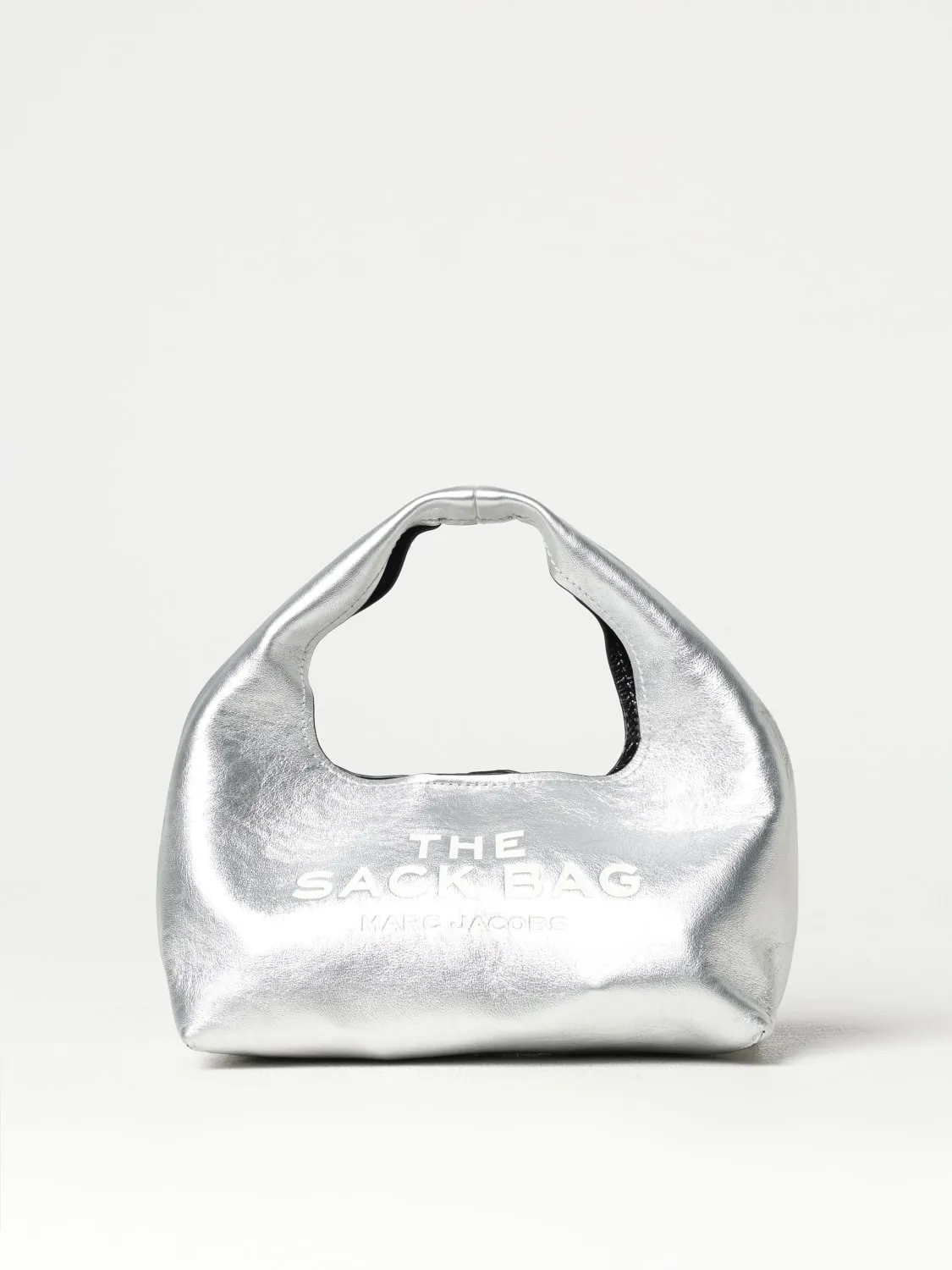 Borsa a mano Sack in pelle metallizzata Marc Jacobs