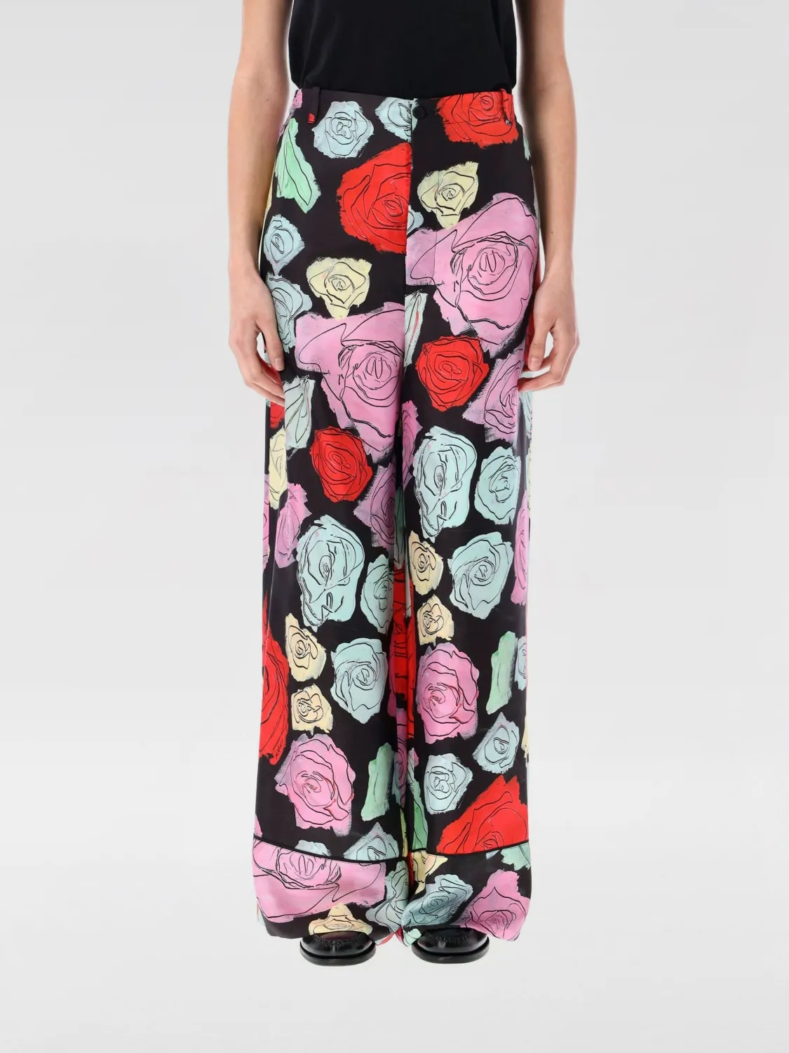 Pantalone Marni in seta con stampa floreale