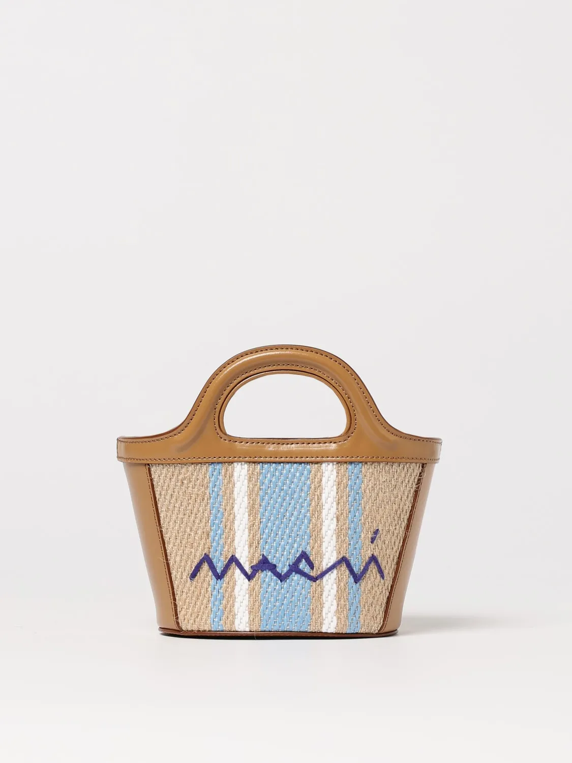 Borsa Mini Tropicalia Marni in pelle e canvas a righe