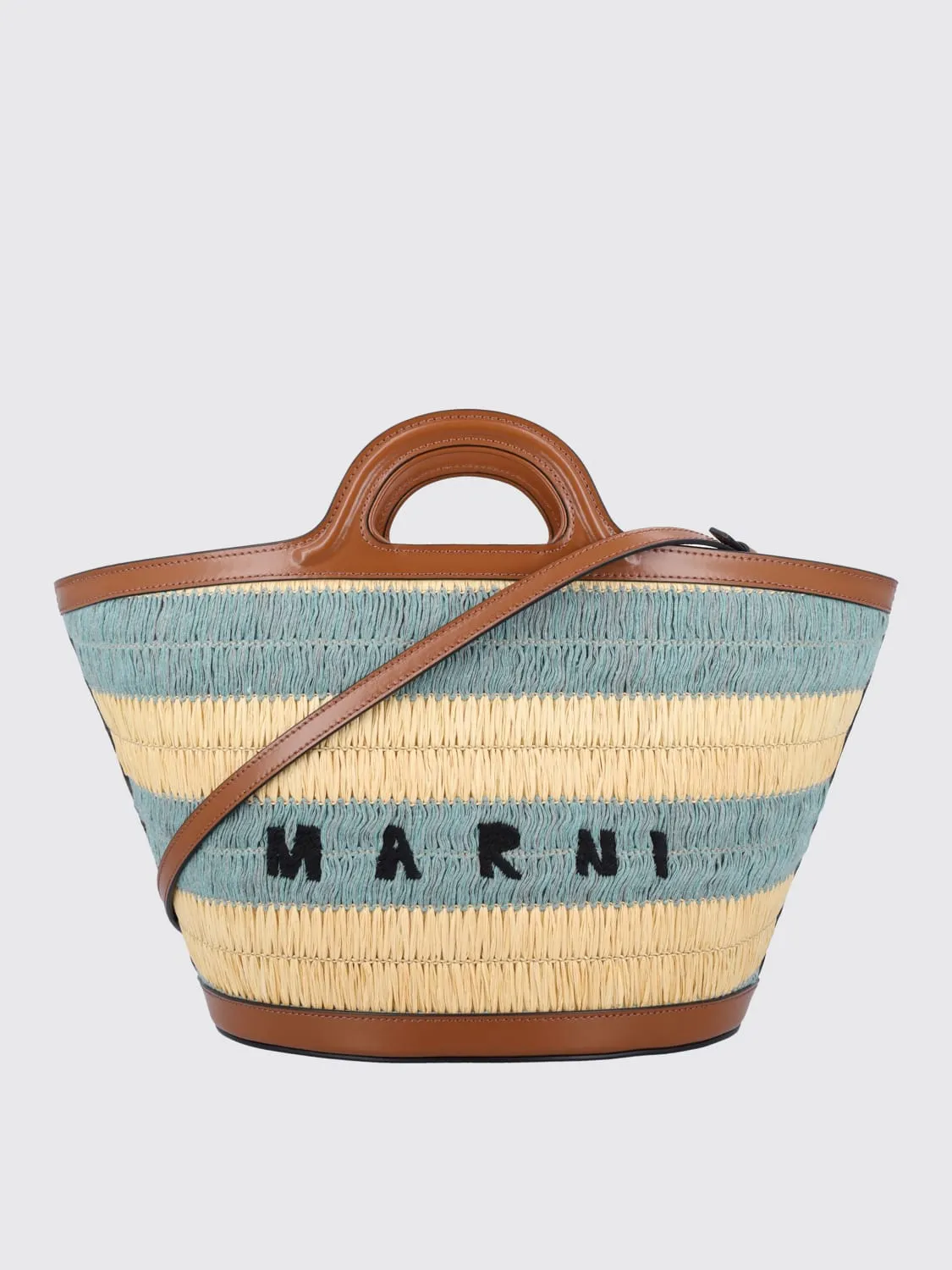 Borsa a mano Tropicalia in rafia con logo Marni