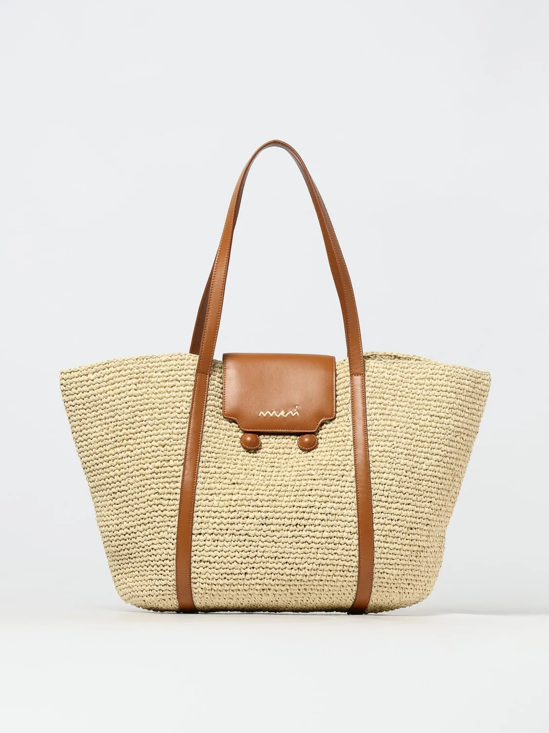 Borsa Trunkaroo Beach Tote Marni in rafia e pelle
