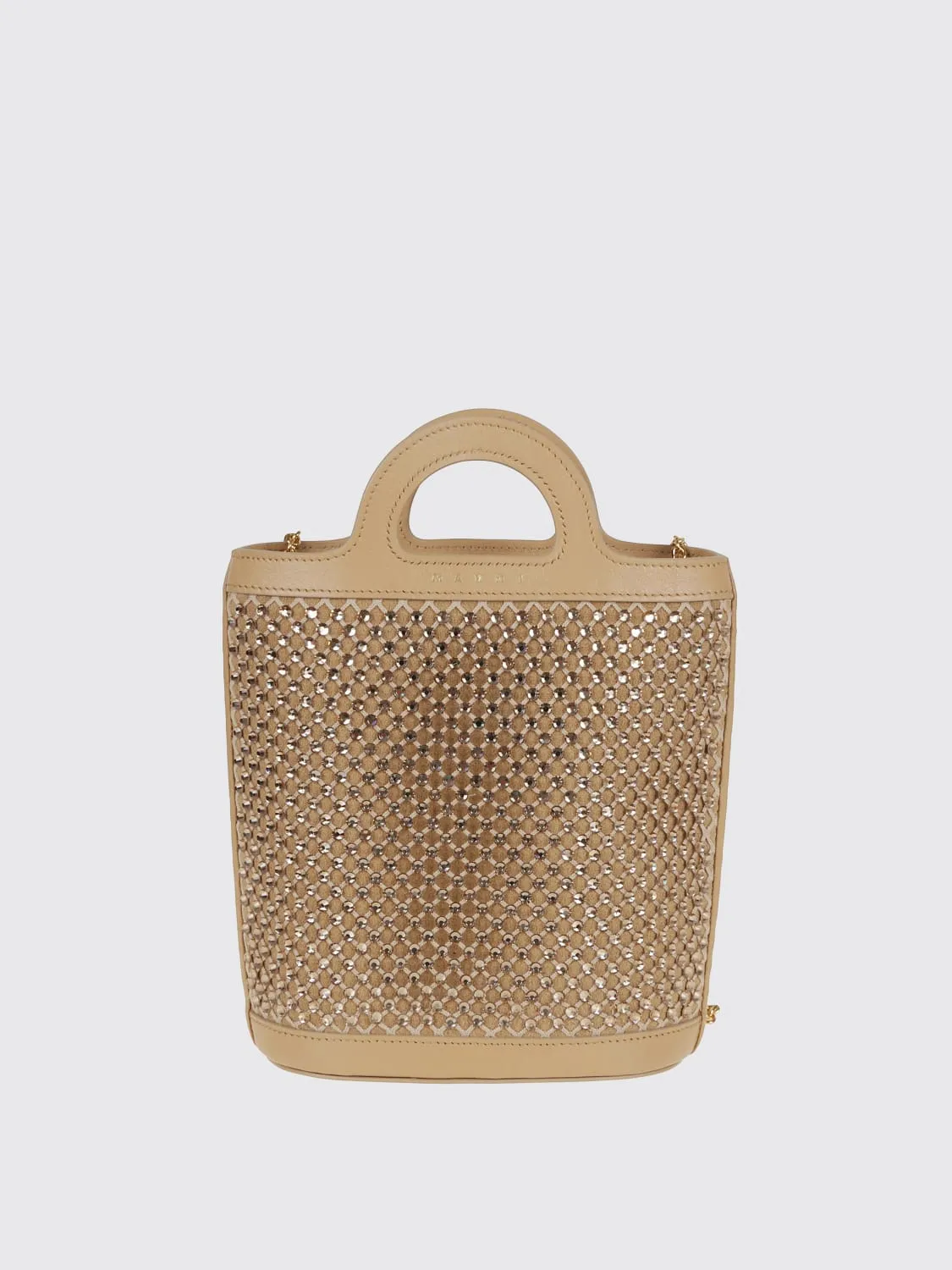 Borsa Tropicalia Nano Marni in pelle e nylon a rete con strass