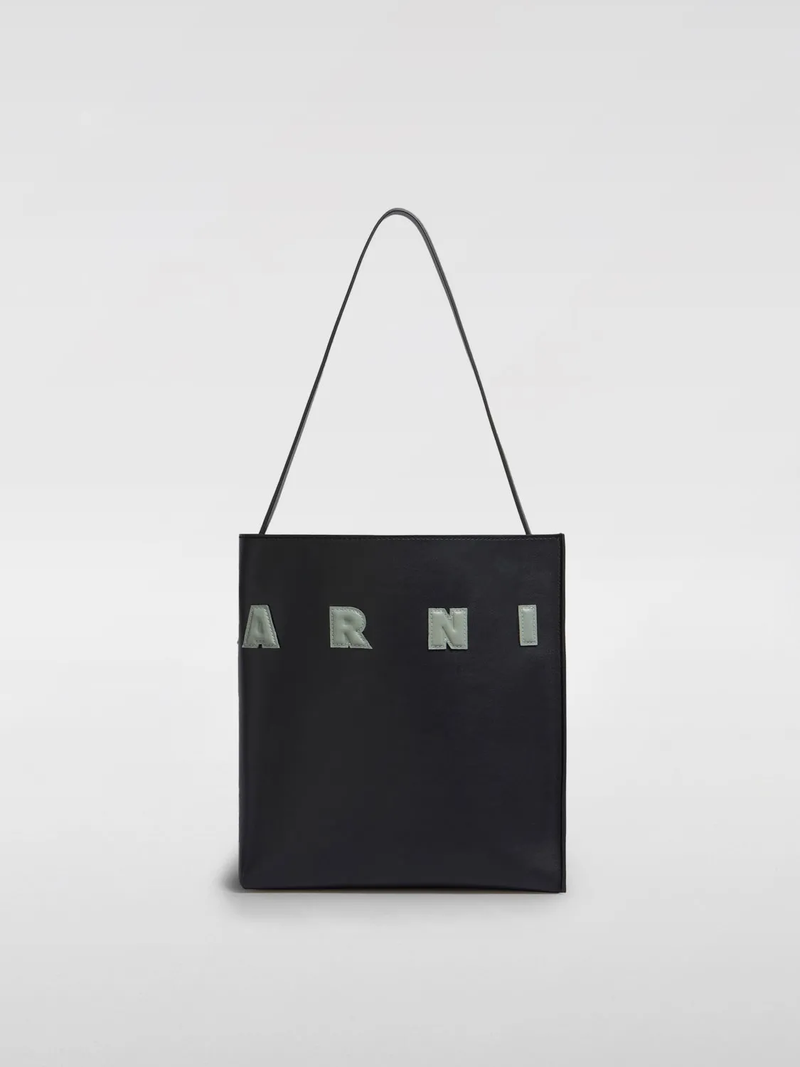 Borsa a spalla Museo in pelle con logo Marni