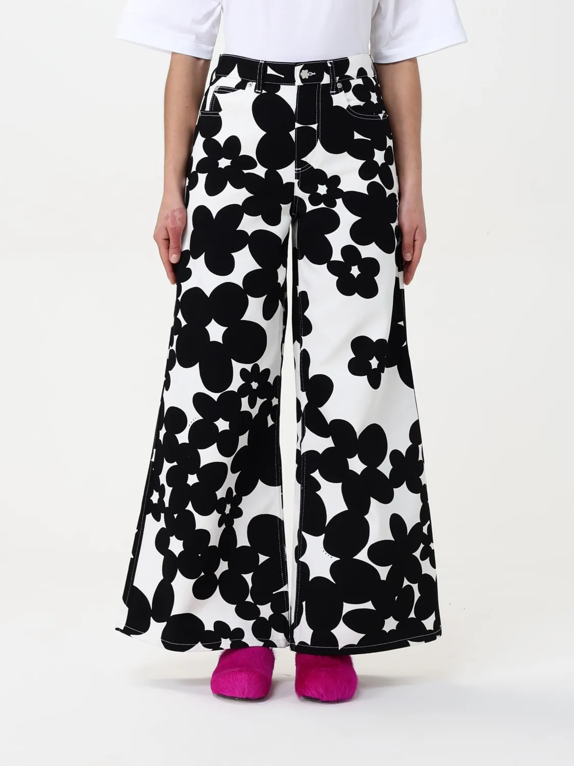 Pantalone Marni in cotone con stampa floreale