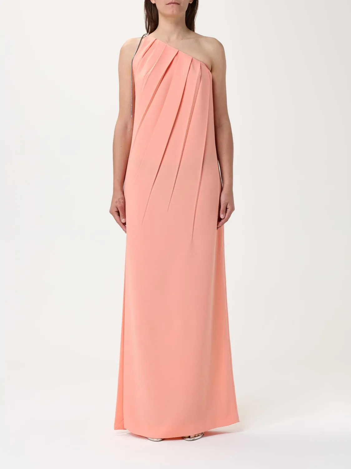 Abito monospalla Max Mara in crêpe plissettato