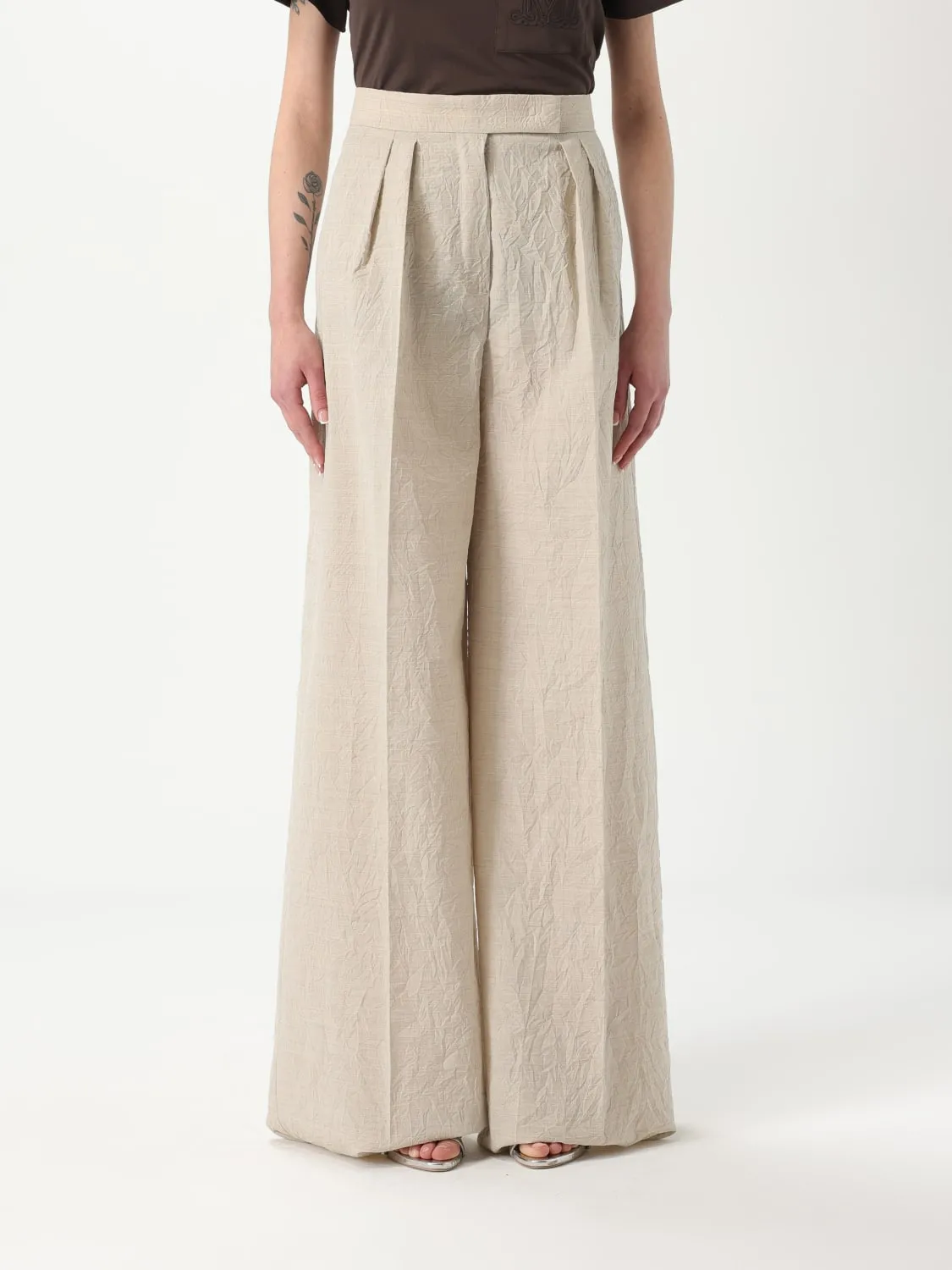 Pantalone Max Mara in lana con effetto stropicciato