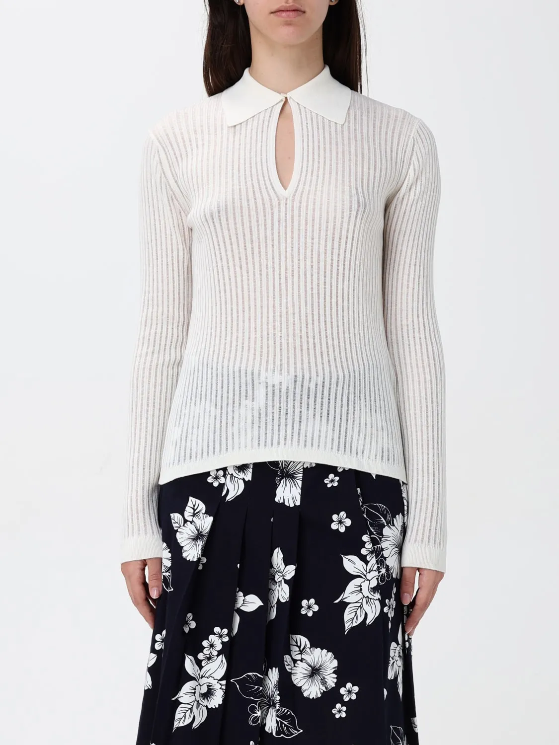 Polo in maglia di seta e lana a coste Max Mara