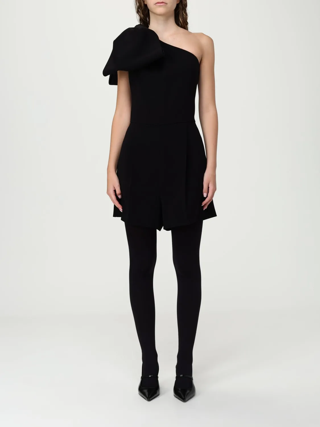 Tuta monospalla Max Mara in crepe con maxi fiocco