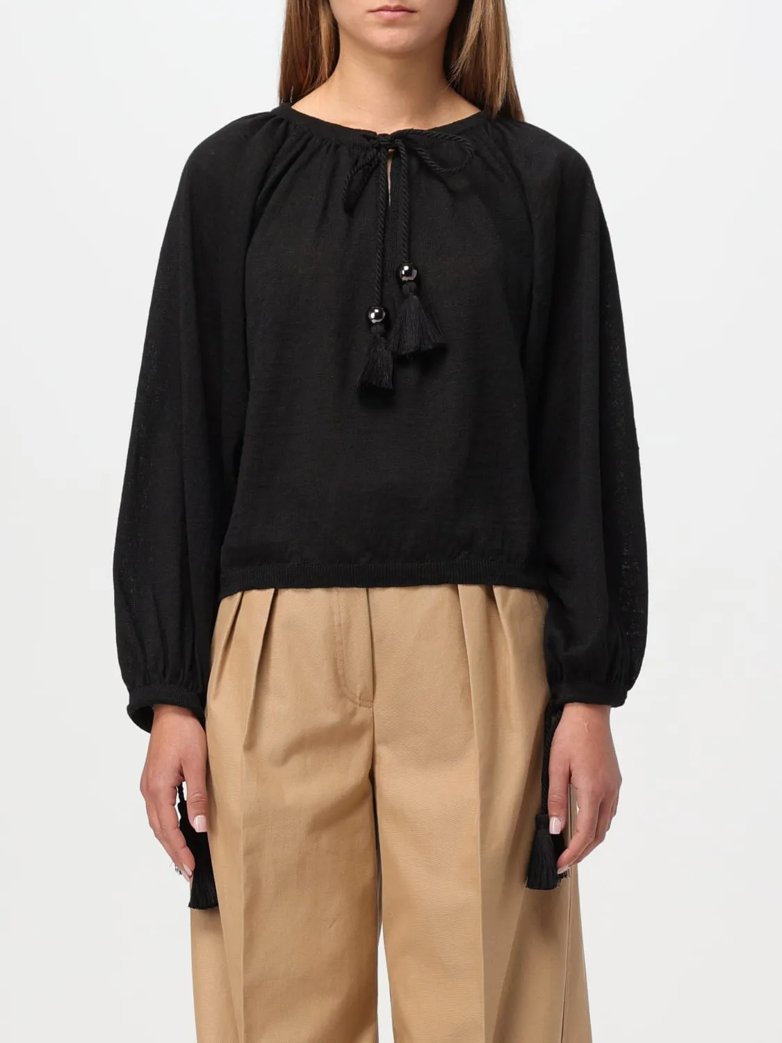 Blusa Quirite Max Mara in lino con nappe