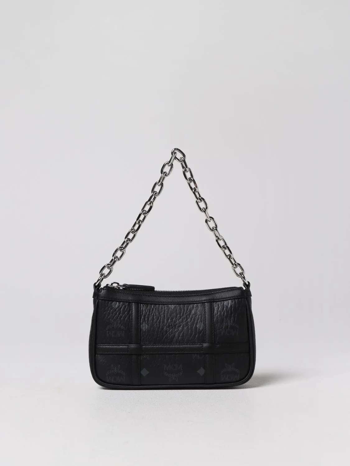 Borsa Aren Mcm in pelle martellata con logo all over