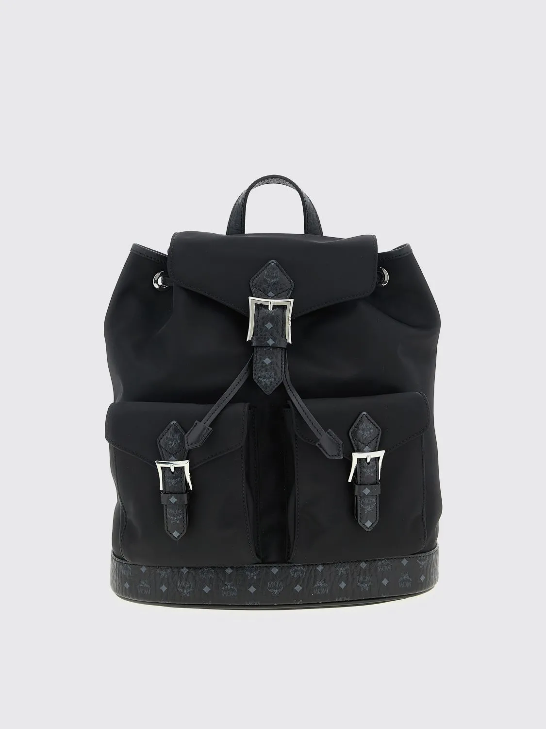 Zaino Aren MCM in nylon e cotone spalmato con stampa logo