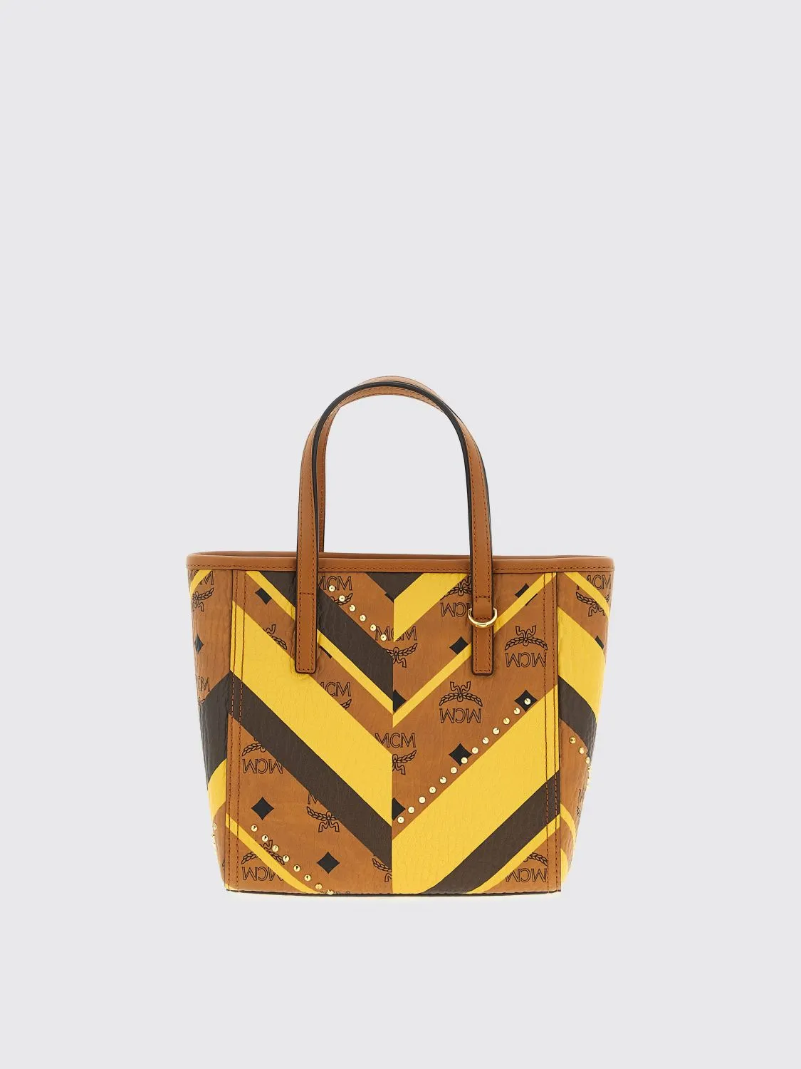 Borsa MCM in cotone spalmato con stampa chevron