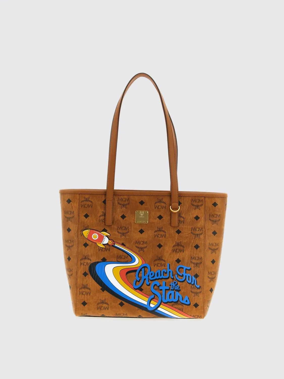 Borsa MCM in cotone spalmato a grana opaca con stampa