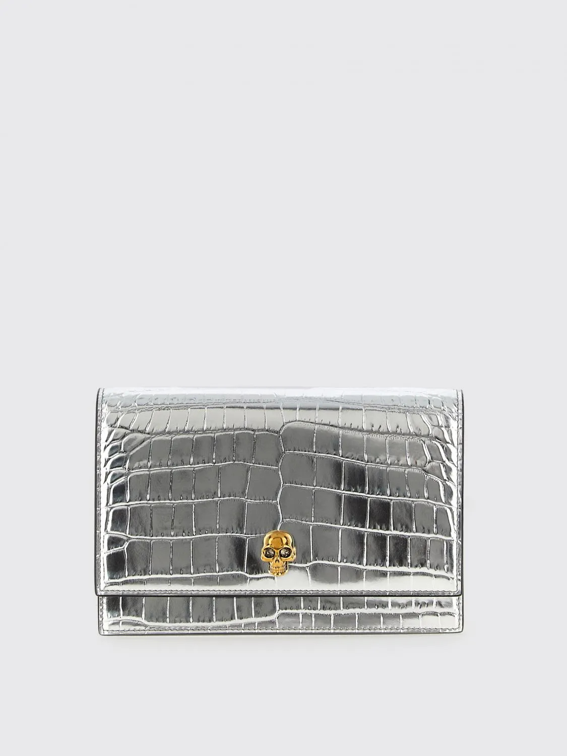 Borsa McQueen in pelle laminata stampa cocco