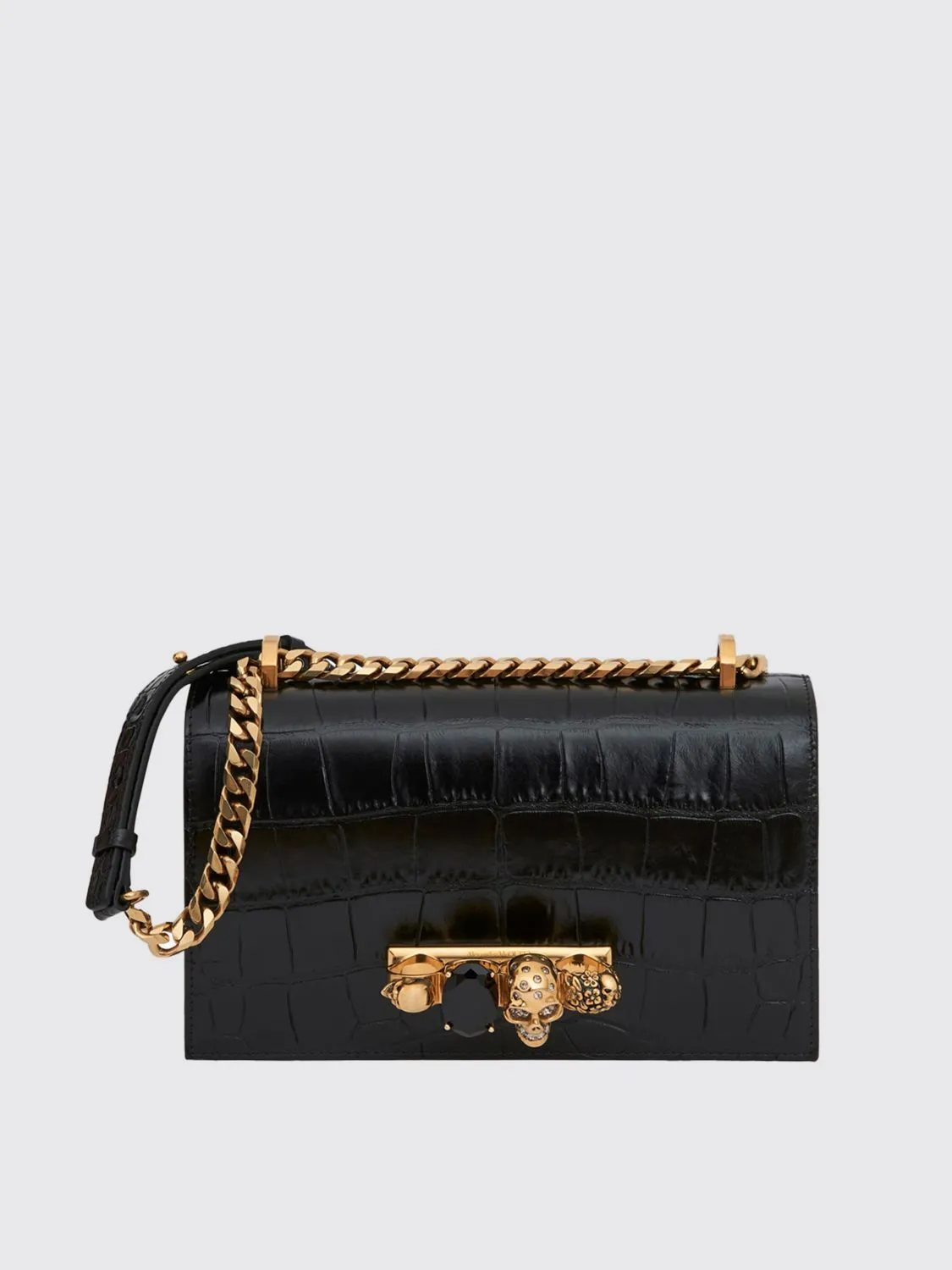 Borsa Mini Jewelled McQueen in pelle cocco