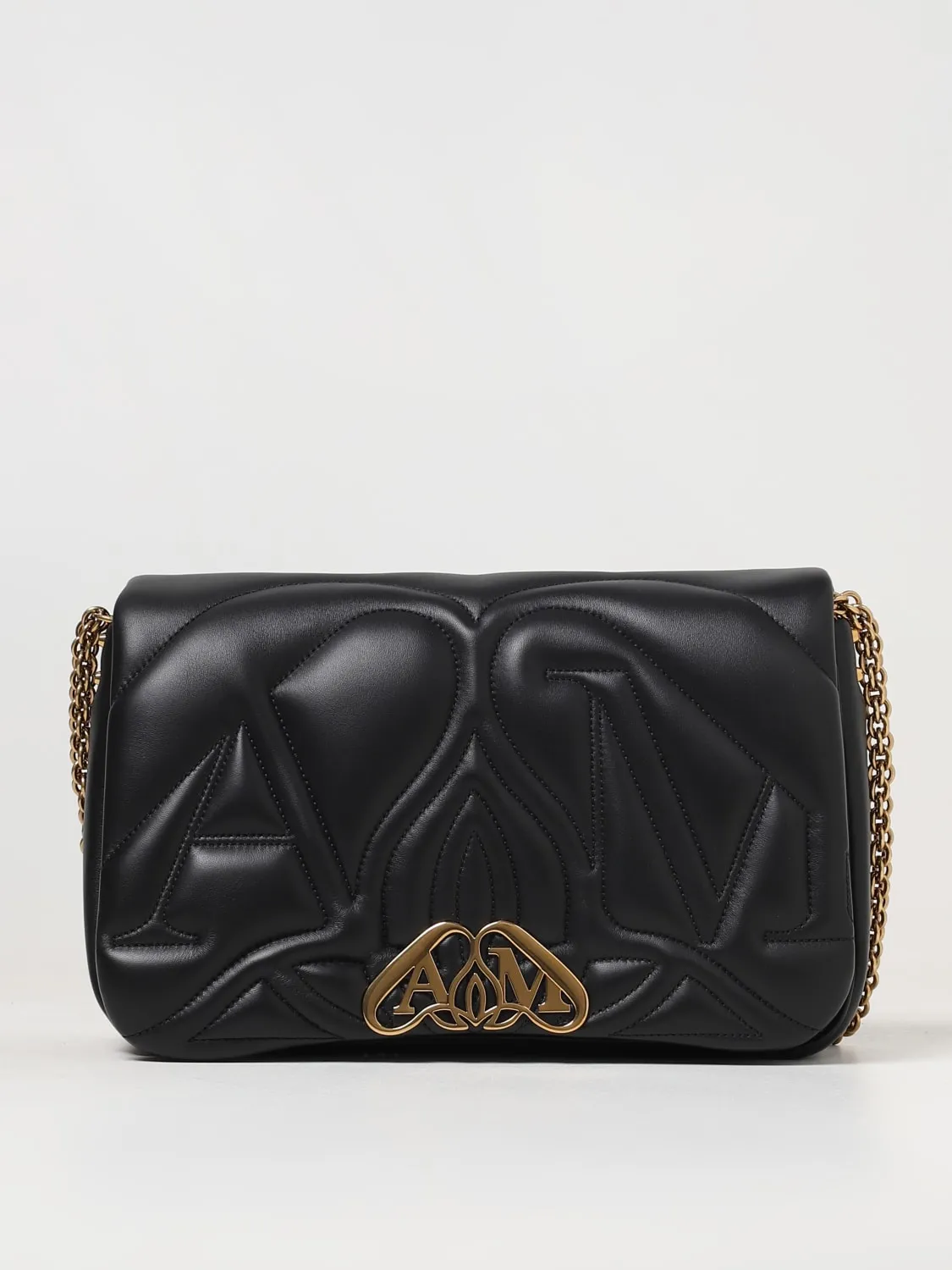 Borsa Seal McQueen in pelle con logo embossed
