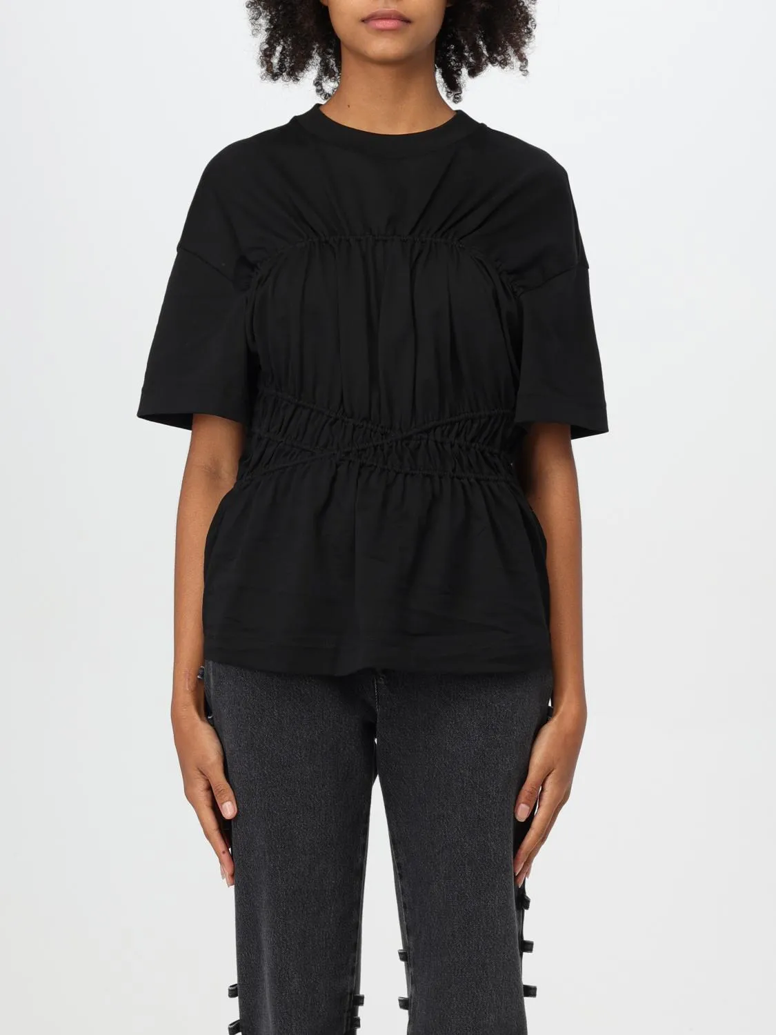 T-shirt McQueen in cotone drappeggiato