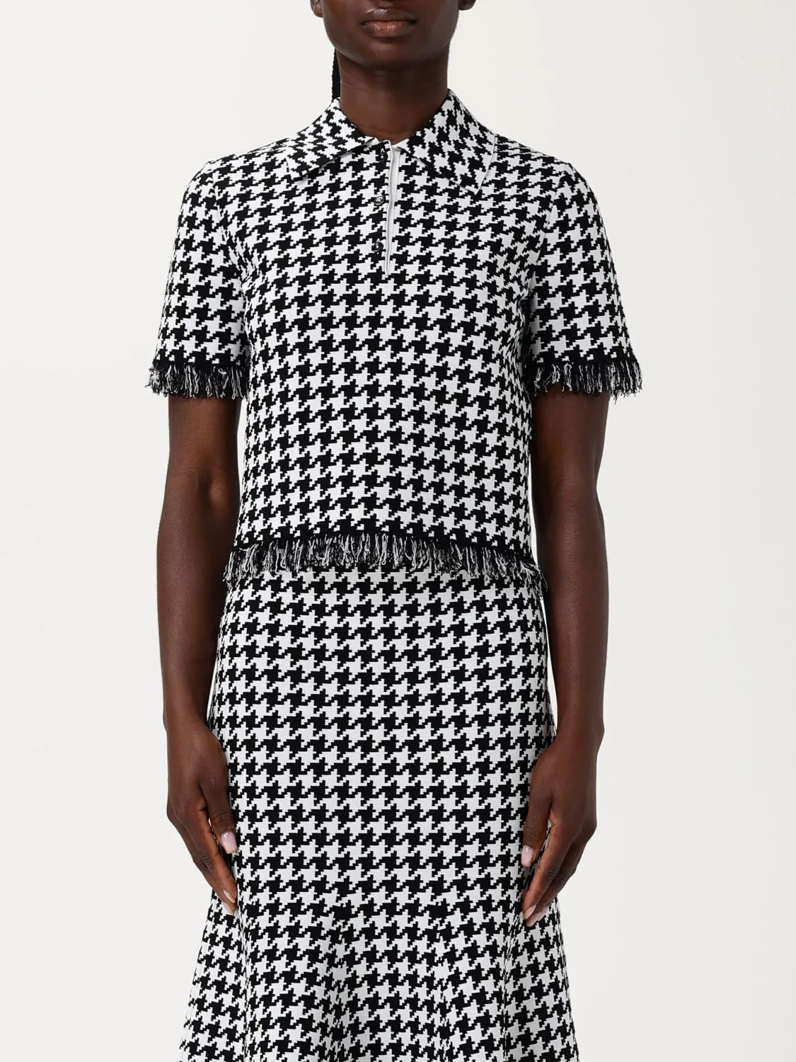 Polo McQueen in misto viscosa con motivo pied-de-poule