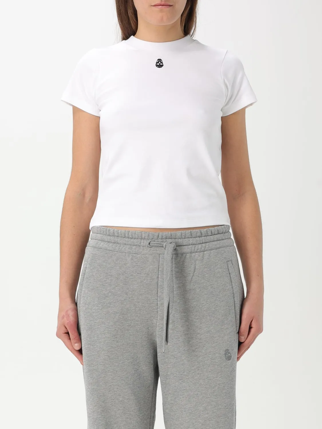 T-shirt basic in cotone con logo McQueen