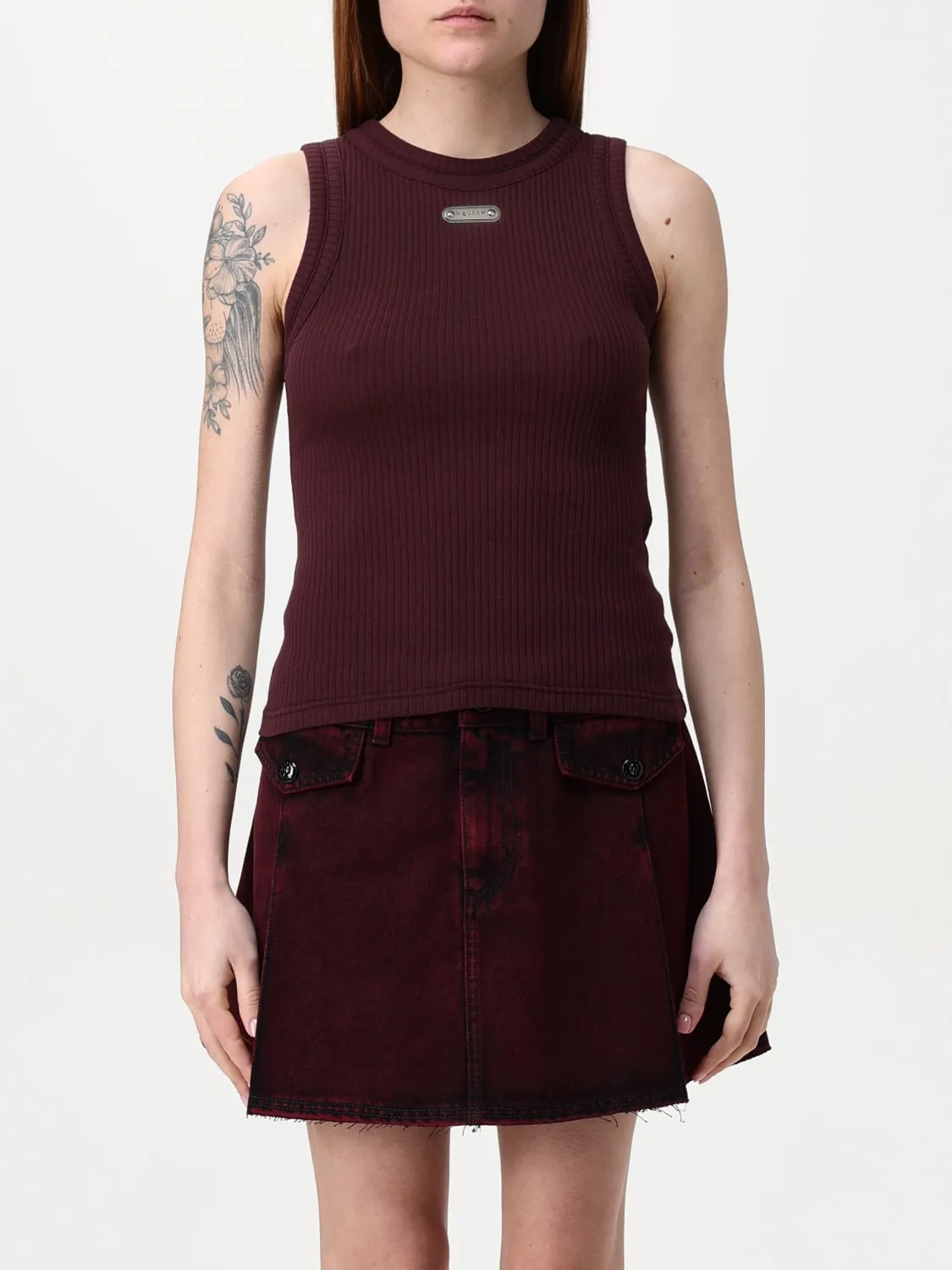 Top in cotone con mini logo McQueen