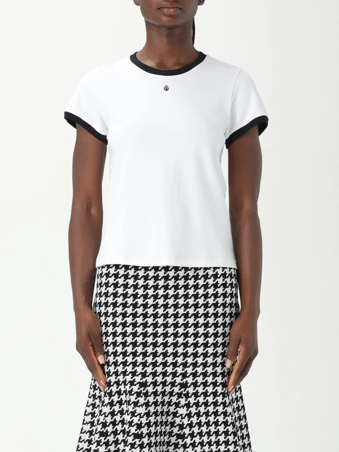 T-shirt in cotone con mini logo McQueen