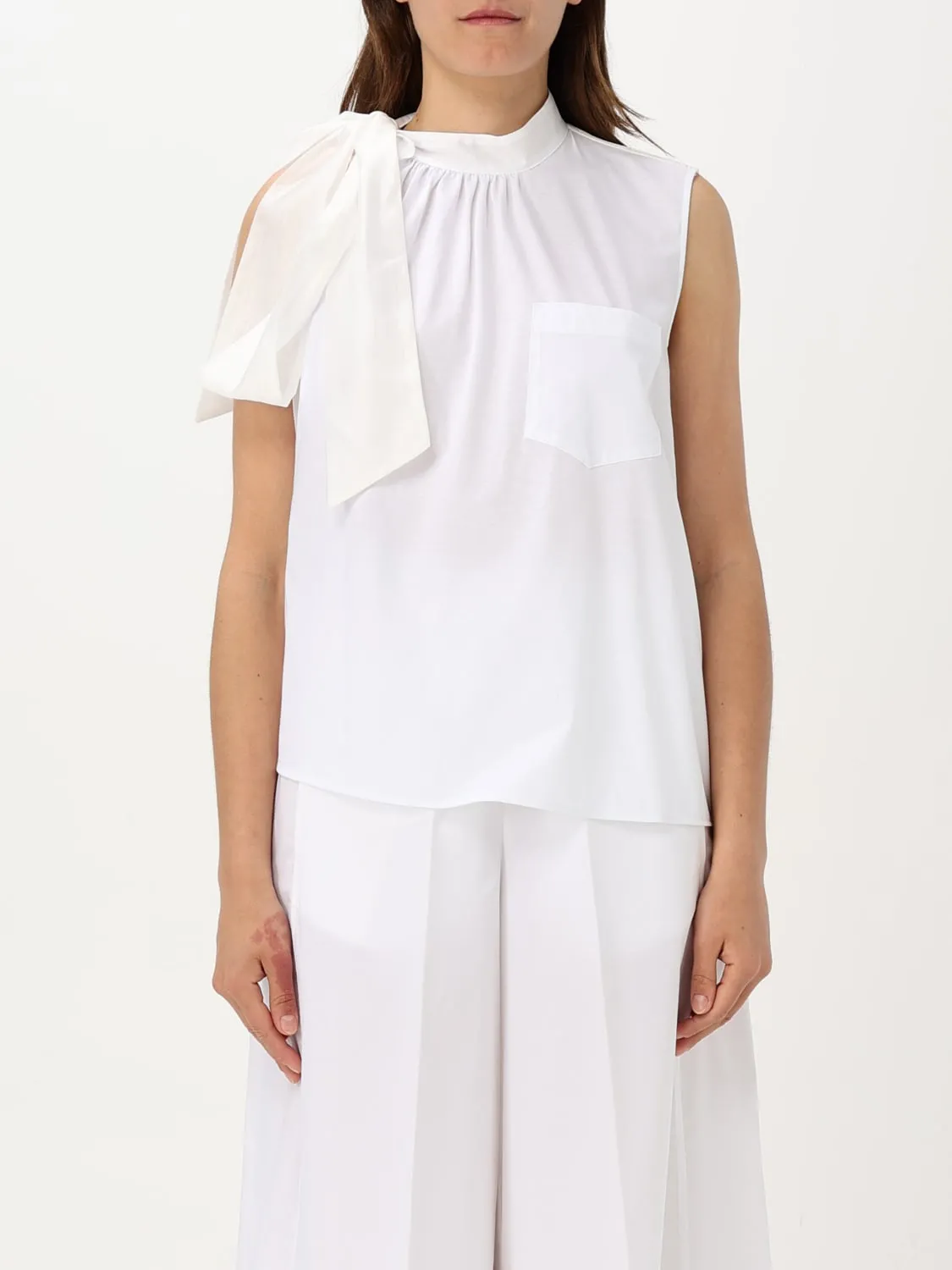 Blusa smanicata Meimeij in cotone