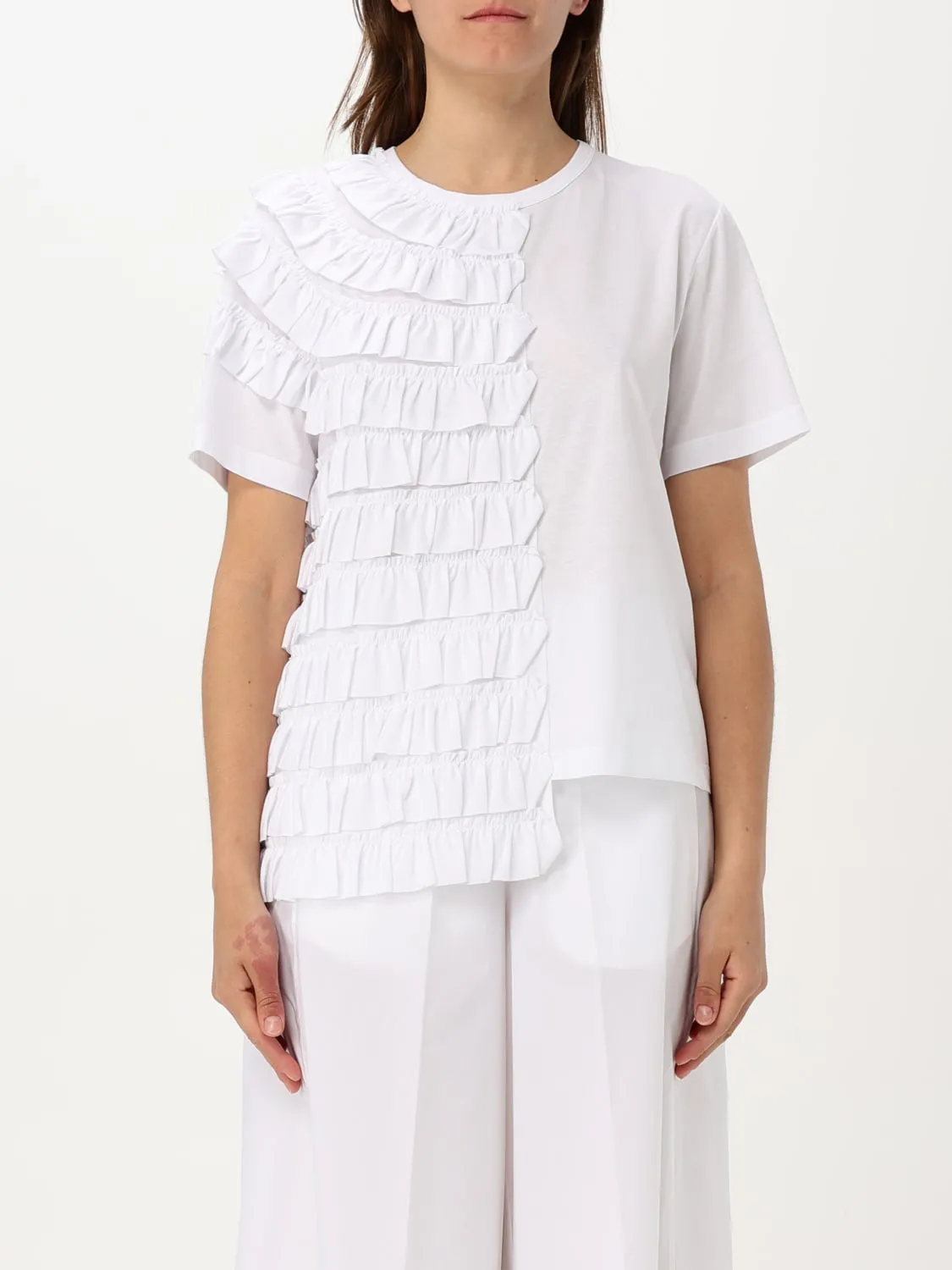 T-shirt in cotone con rouches Meimeij