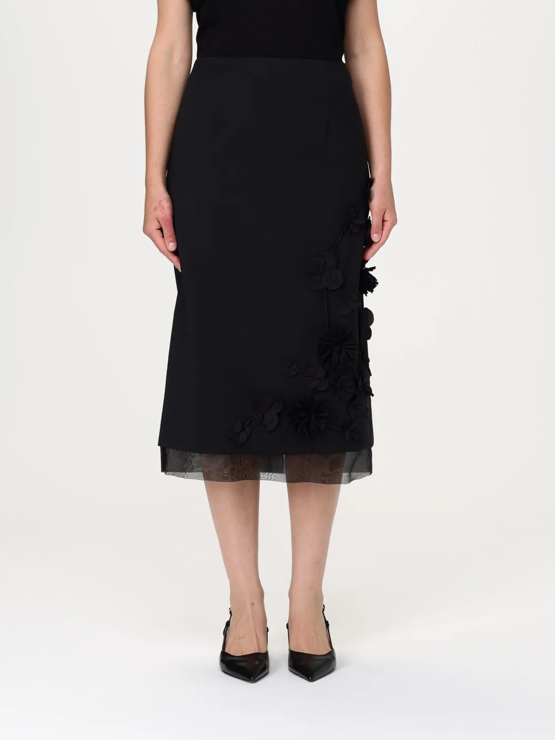 Gonna midi Meimeij in misto lana con ricami