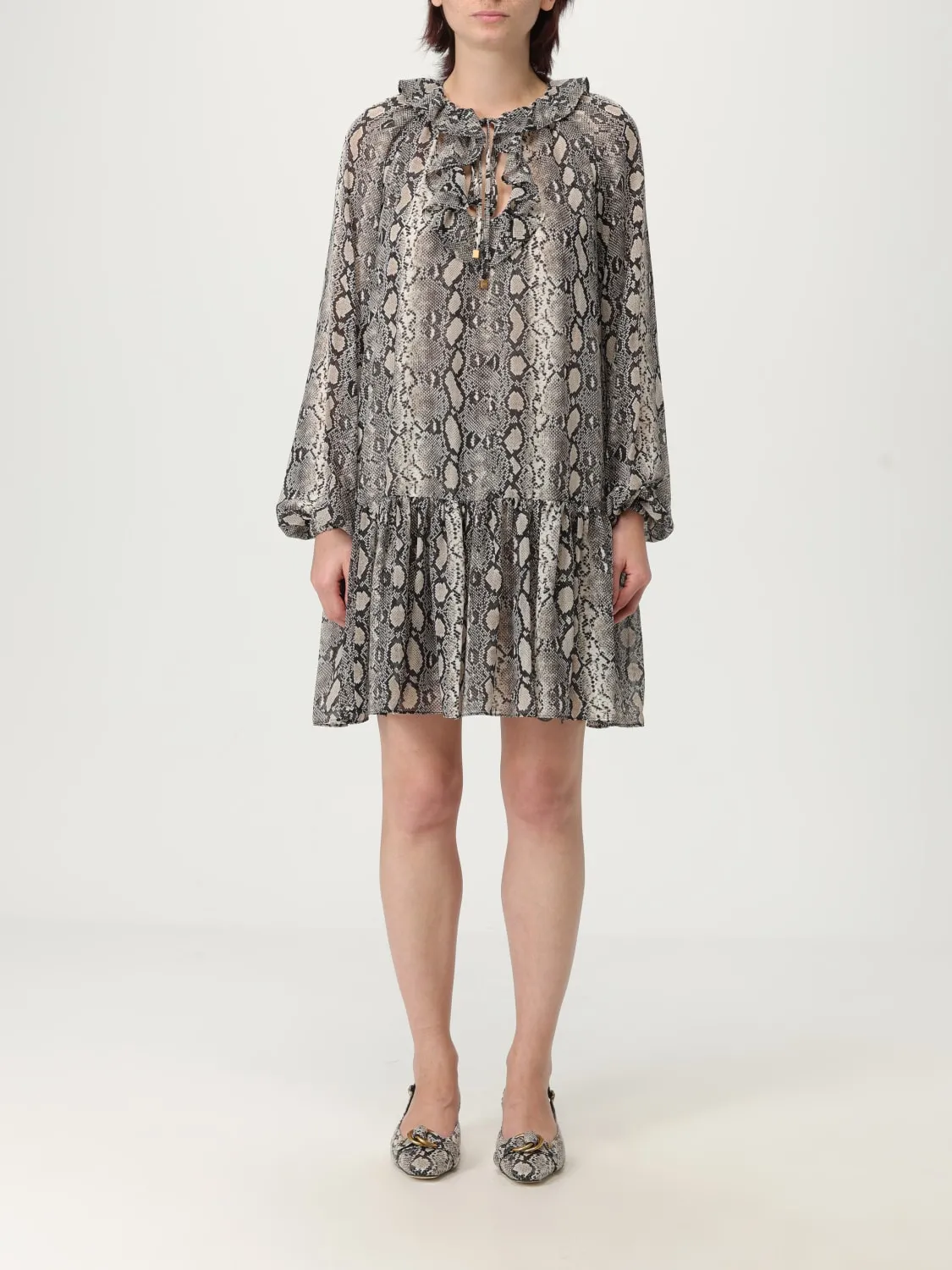 Abito Michael Kors in crêpe con stampa pitone