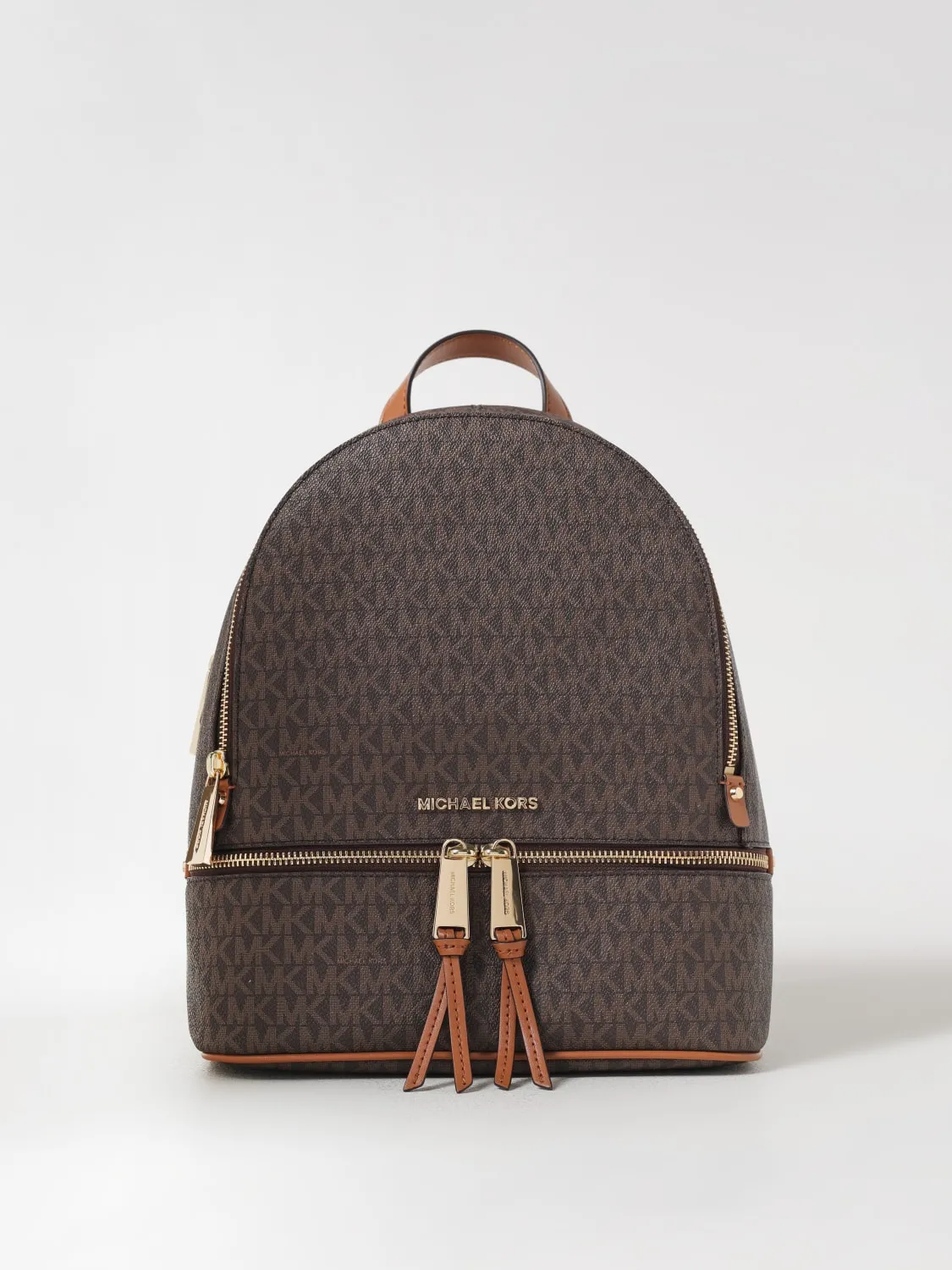 Zaino Rhea Michael Kors in cotone spalmato con monogram MK all over