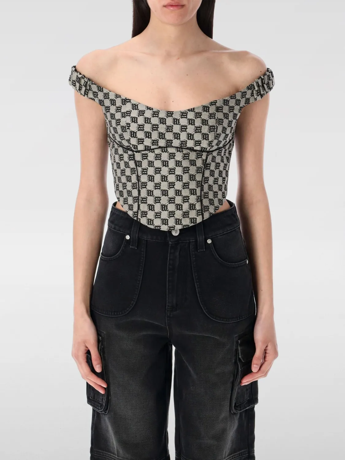 Top bustier Misbhv in misto cotone con monogram