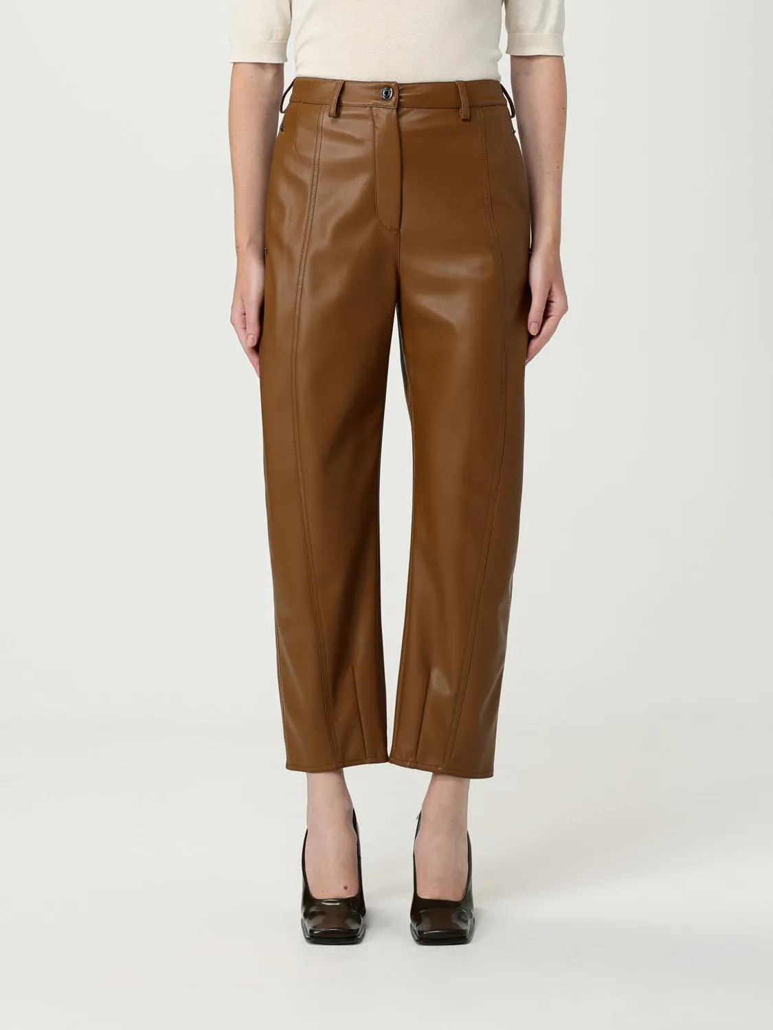 Pantalone cropped MM Max Mara in pelle sintetica