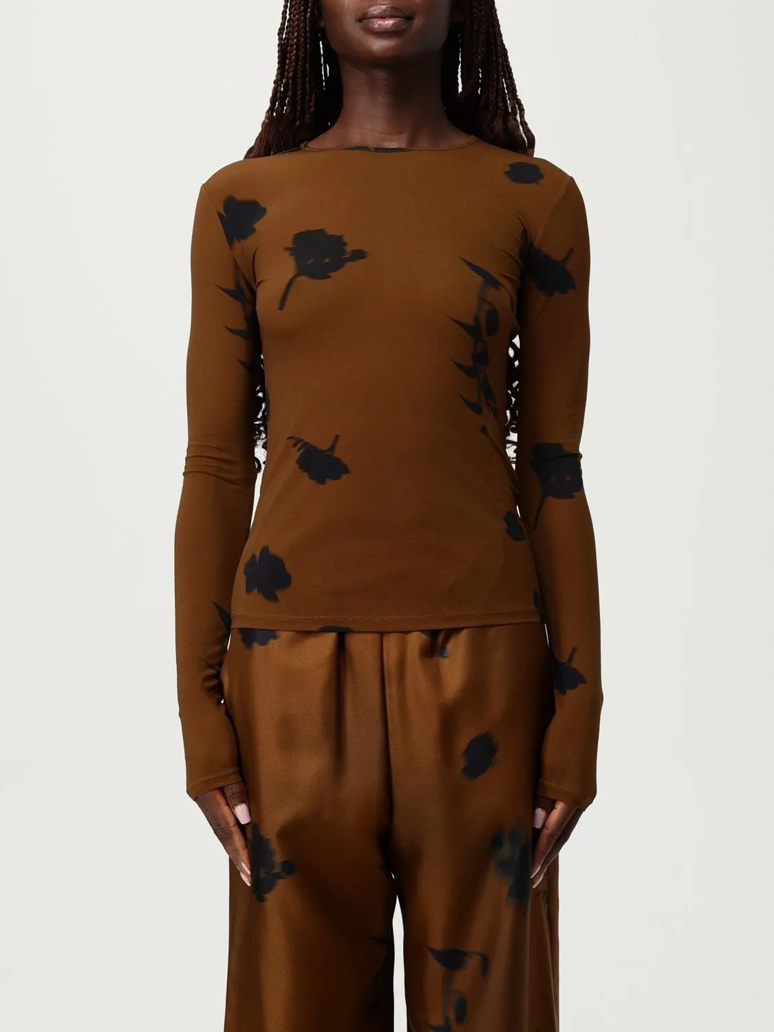 Top MM Max Mara in jersey con stampa floreale