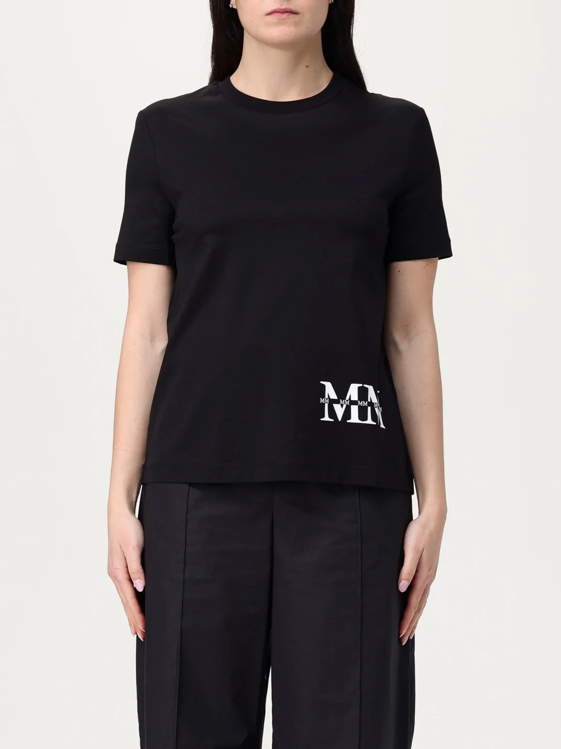 T-shirt in cotone con logo fiore MM Max Mara