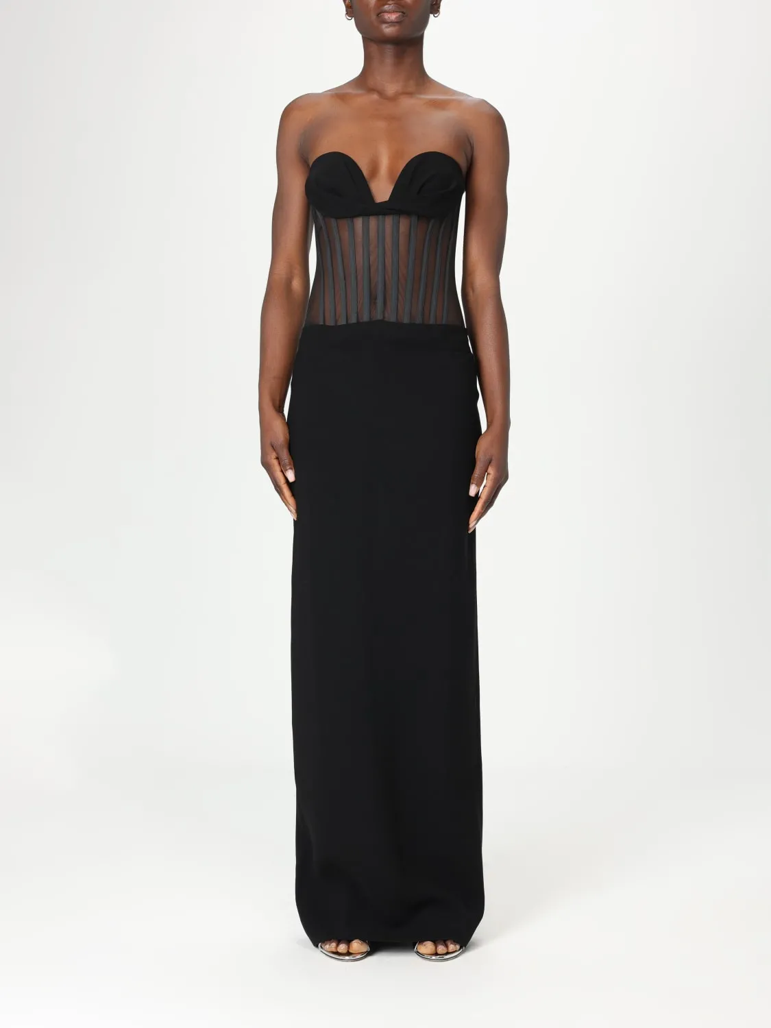 Abito Monot in crêpe e mesh