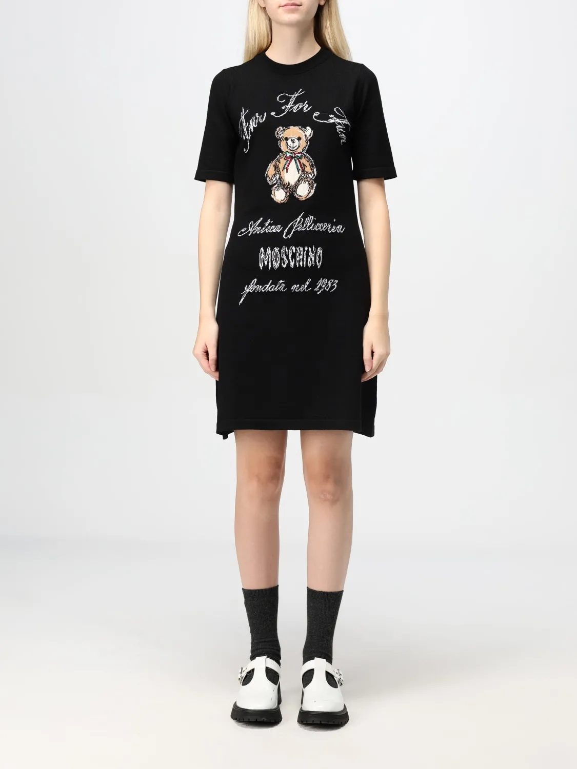 Abito Moschino Couture in lana stampato