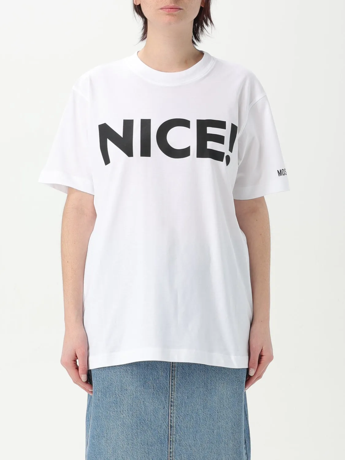 T-shirt in cotone con maxi scritta Moschino Couture