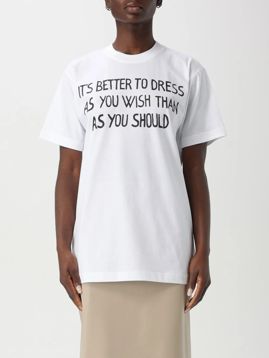 T-shirt Moschino Couture in cotone con slogan