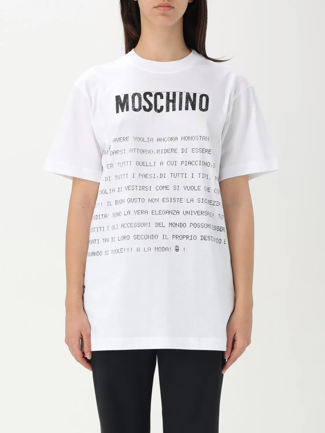 T-shirt Moschino Couture in cotone con stampa slogan