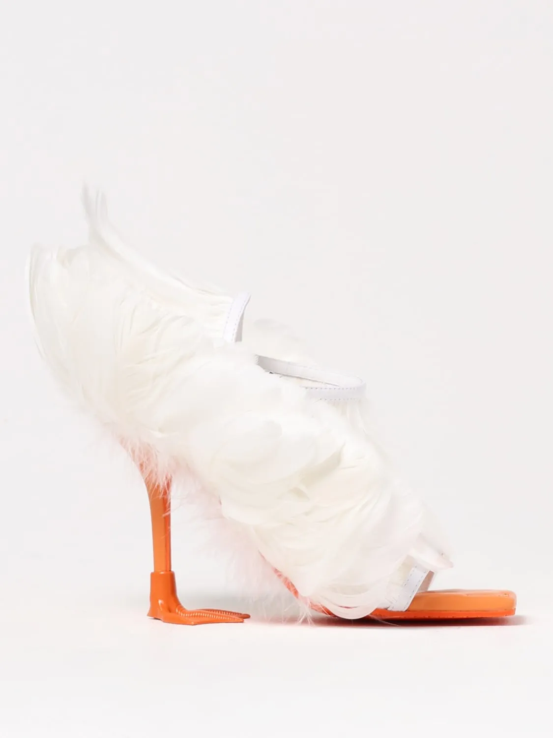 Sandalo Duck Moschino Couture in pelle con piume