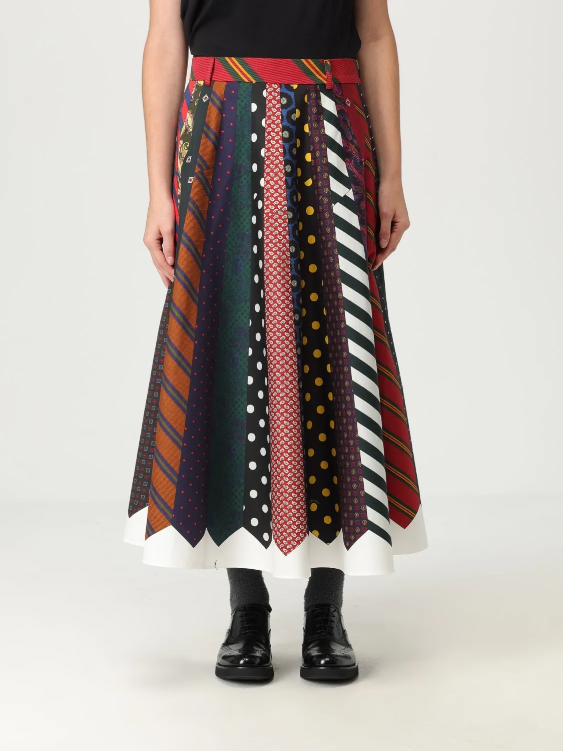 Gonna stampa cravatte patchwork Moschino Couture