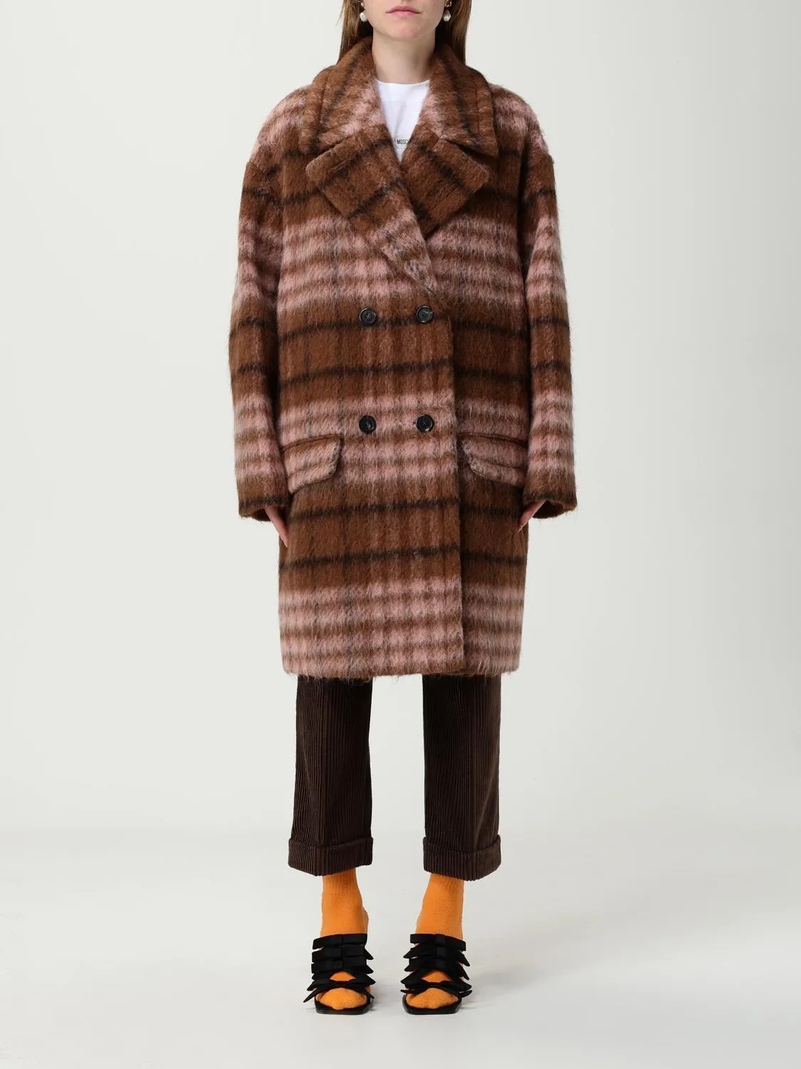 Cappotto doppopetto Moschino Couture in misto lana check