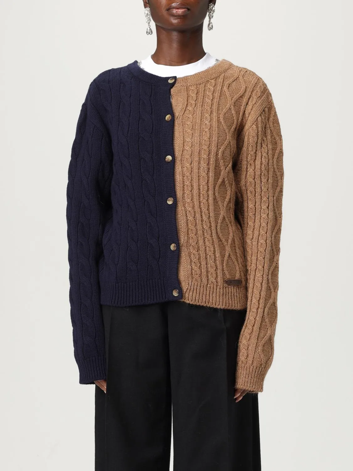 Cardigan in misto Alpaca bicolor Moschino Couture