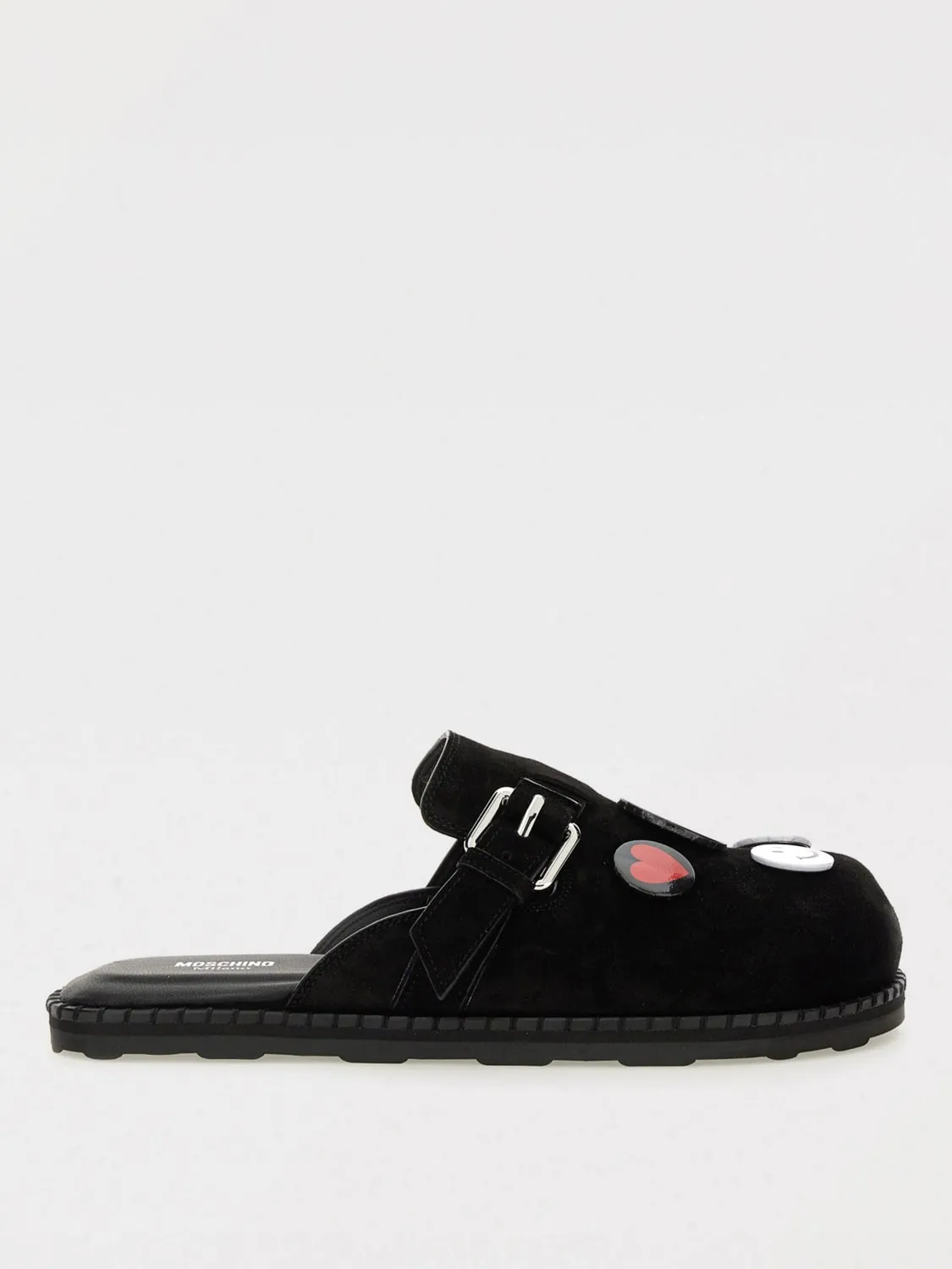 Mules Moschino Couture in camoscio con spille