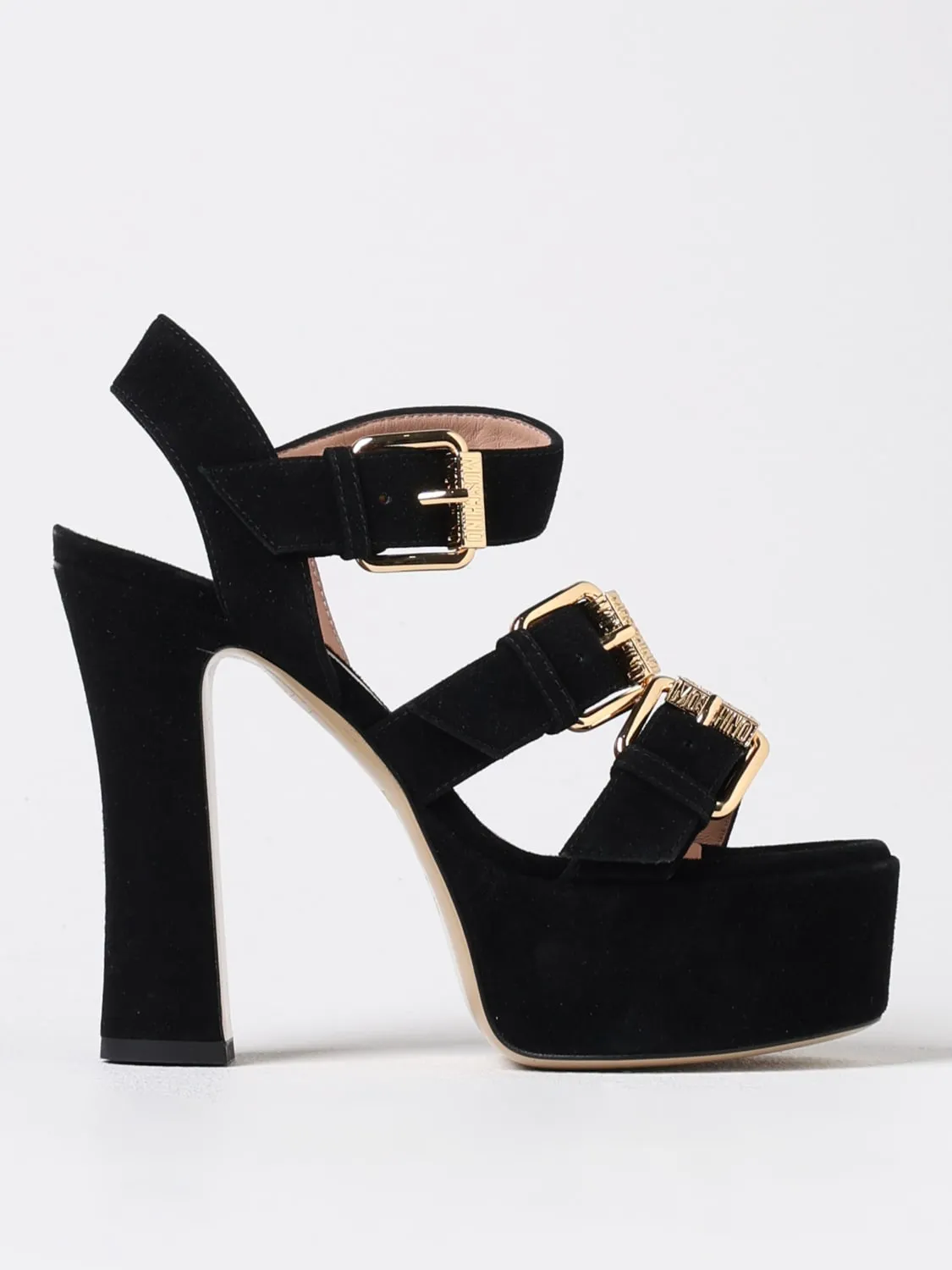 Sandalo Moschino Couture in camoscio